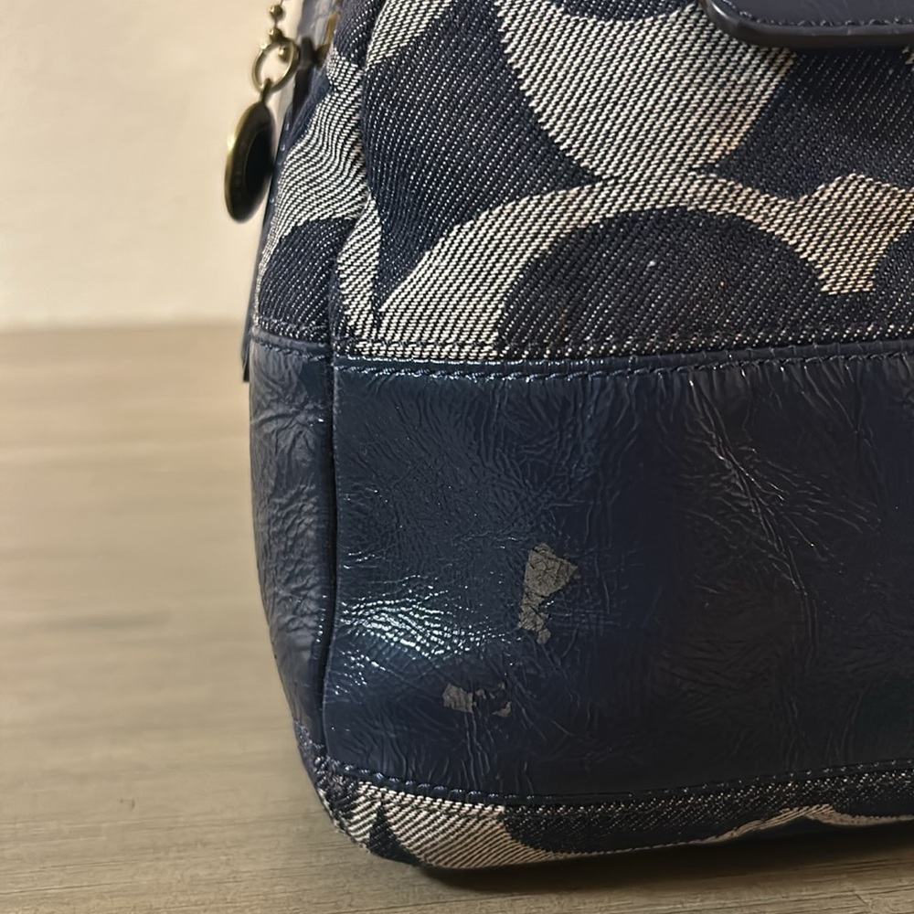 Coach Blue and Tan Shoulder Bag - Picture 6 of 12